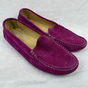 M Gemi The Felize Magenta Purple Suede Driving Moccasins Loafers Italy US 9